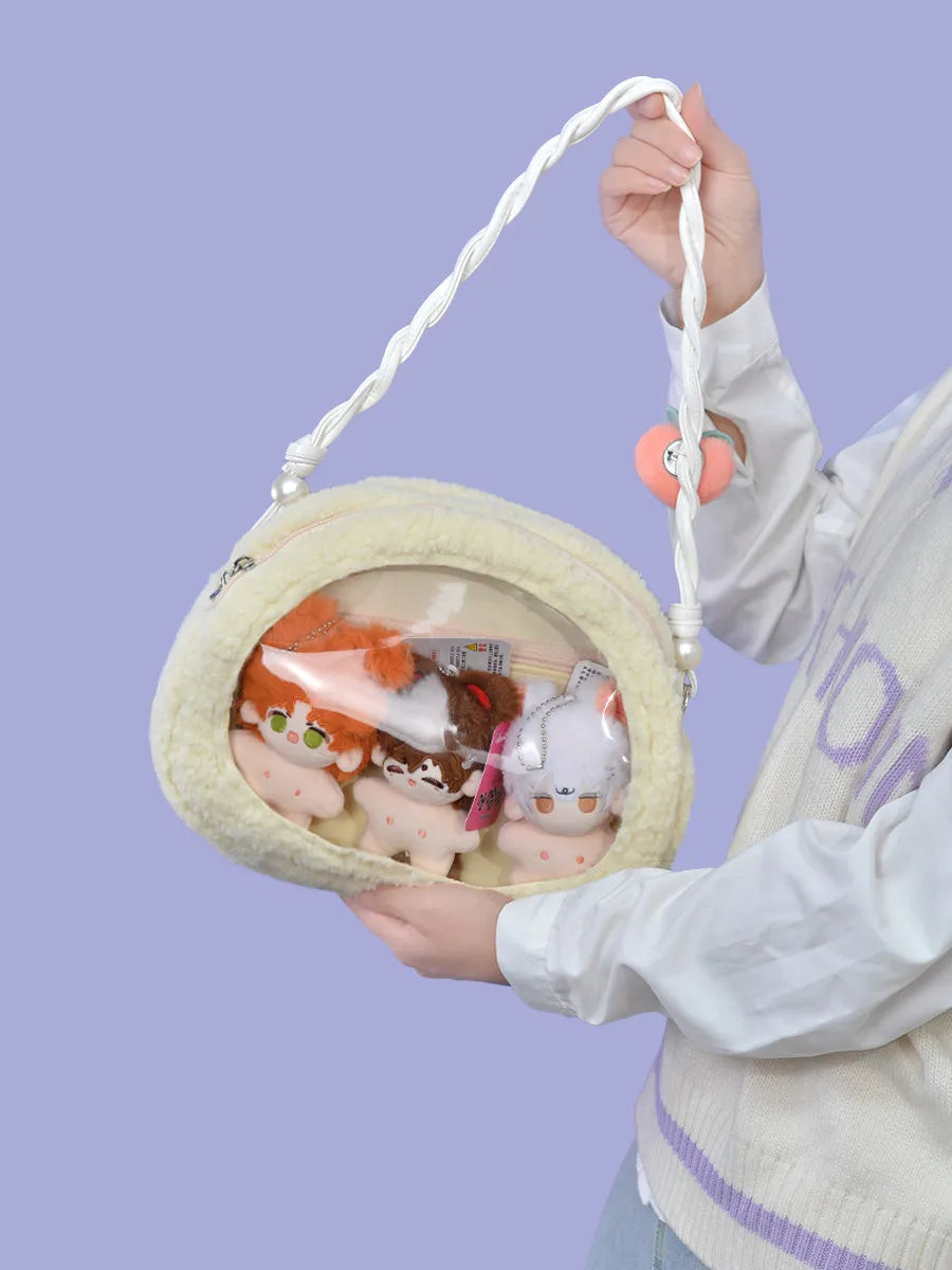 Bolso de Hombro de Peluche en Forma de Rollo de Pastel, 11"x9" | 28x23 centímetros