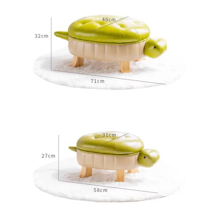 Turtle Time Faux Leather Ottoman - Four Colors
