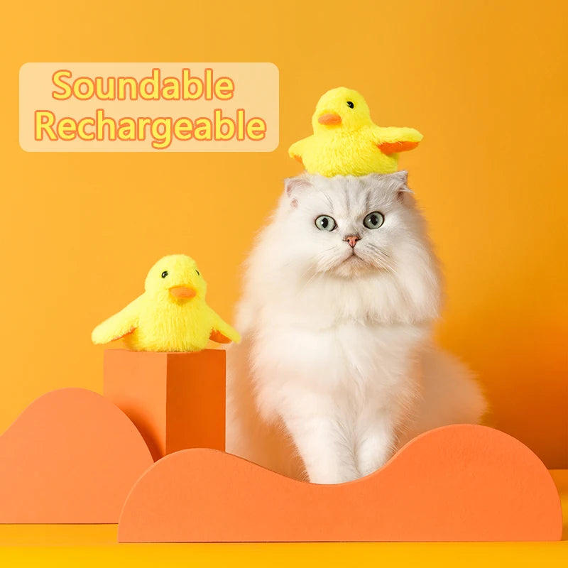 Plushie Duck Rechargeable Flapping Cat Toy, 6" | 15 cm