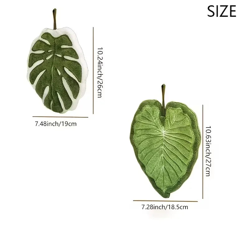 Microfiber Leaf Hanging Towel – Absorbent Bathroom & Kitchen Cloth
