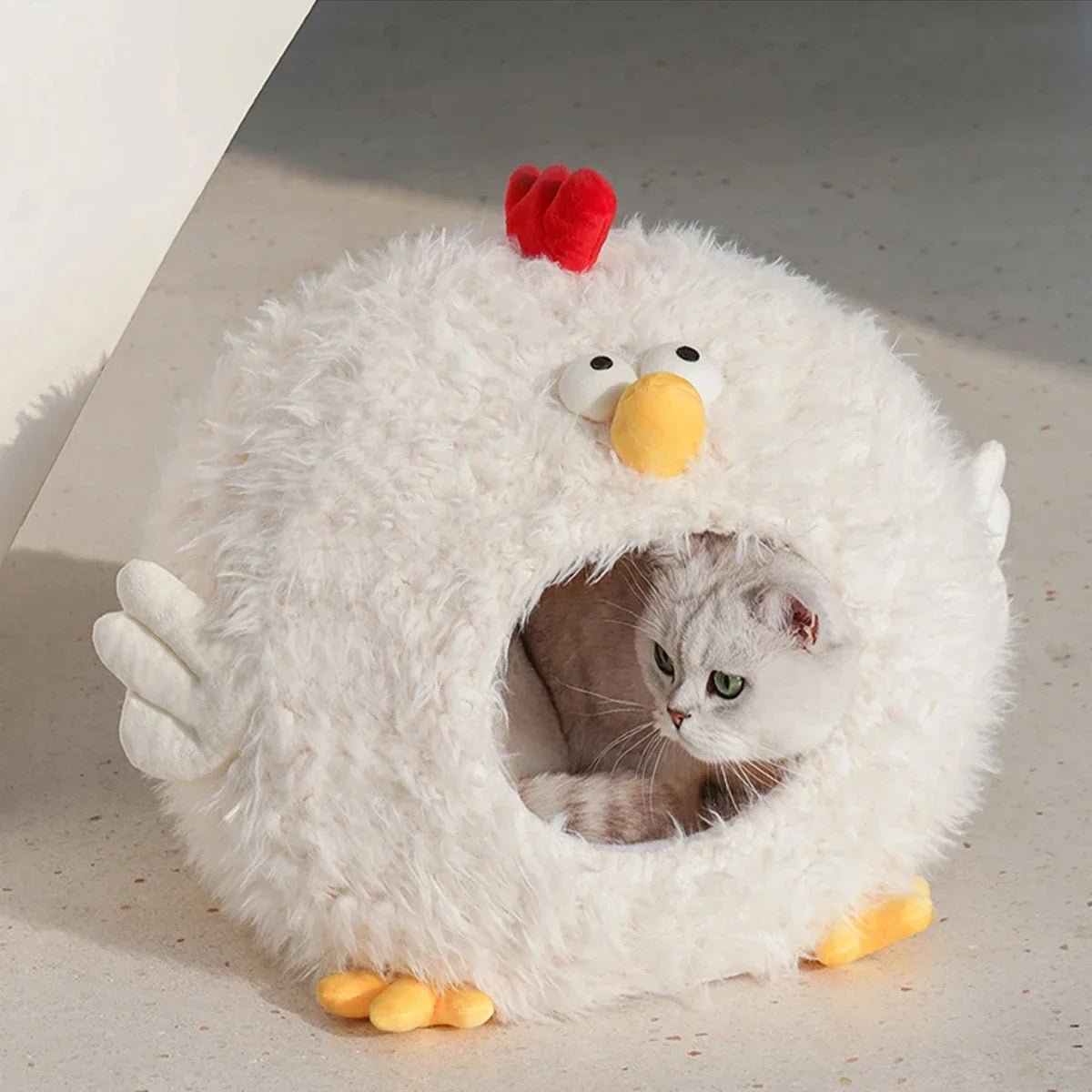 Chick-Shaped Cat & Dog Nest | Cozy Enclosed Animal Pet Bed