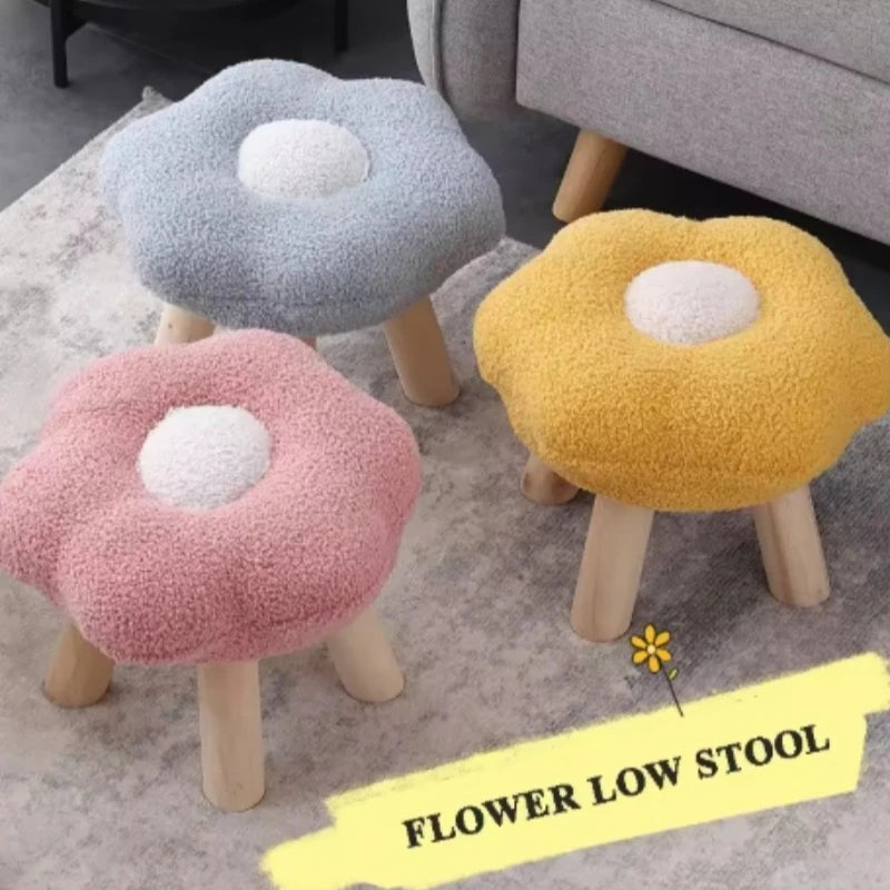 Plush Flower Stool – Three Colors - Cute, Comfy, and Functional