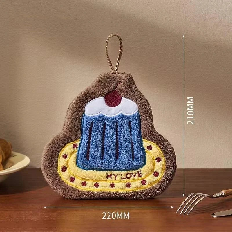 Kitchen Design Absorbent Hand Towel | Food-Print Coral Fleece Towel