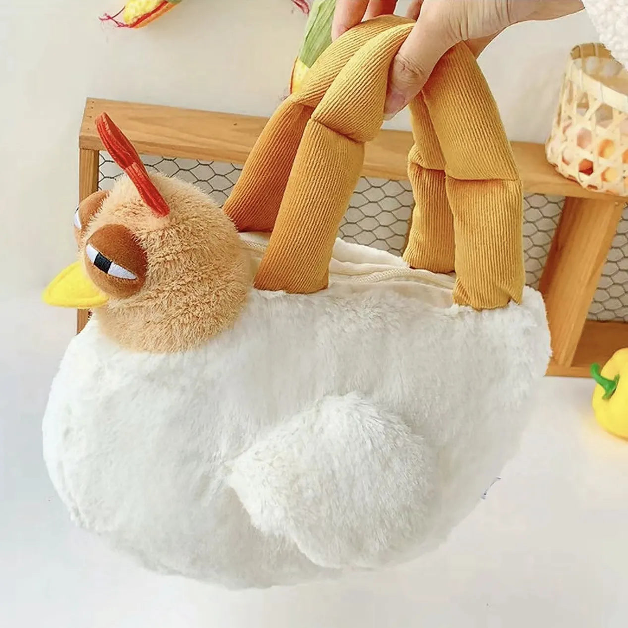 Cute Chicken Crossbody Bag | Novelty Animal Plush Shoulder Bag, 13\" | 32 cm