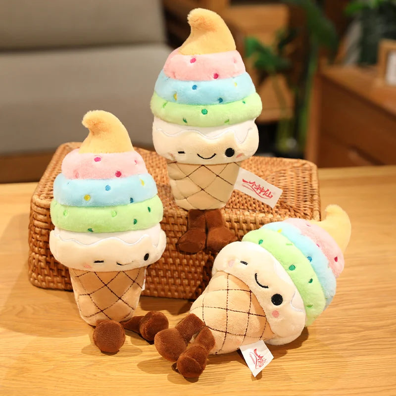 Ice Cream Cone Plush Toy – Kawaii Stuffed Sweet Dessert Doll