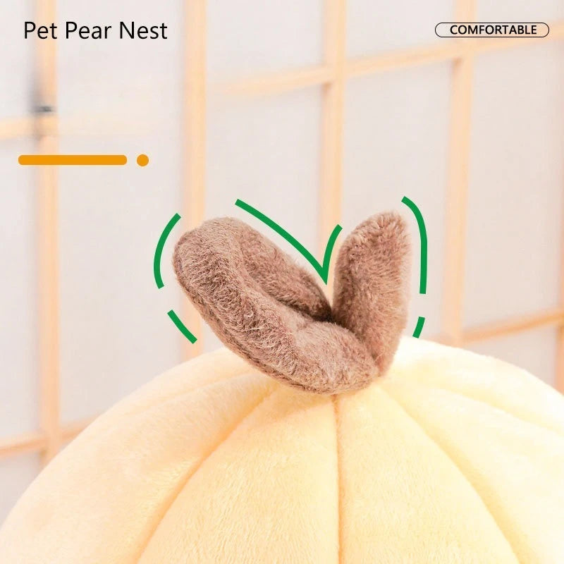 Pear-Shaped Cat Bed | Cozy Plush Pet Nest for Cats | pet plushie toy | back view