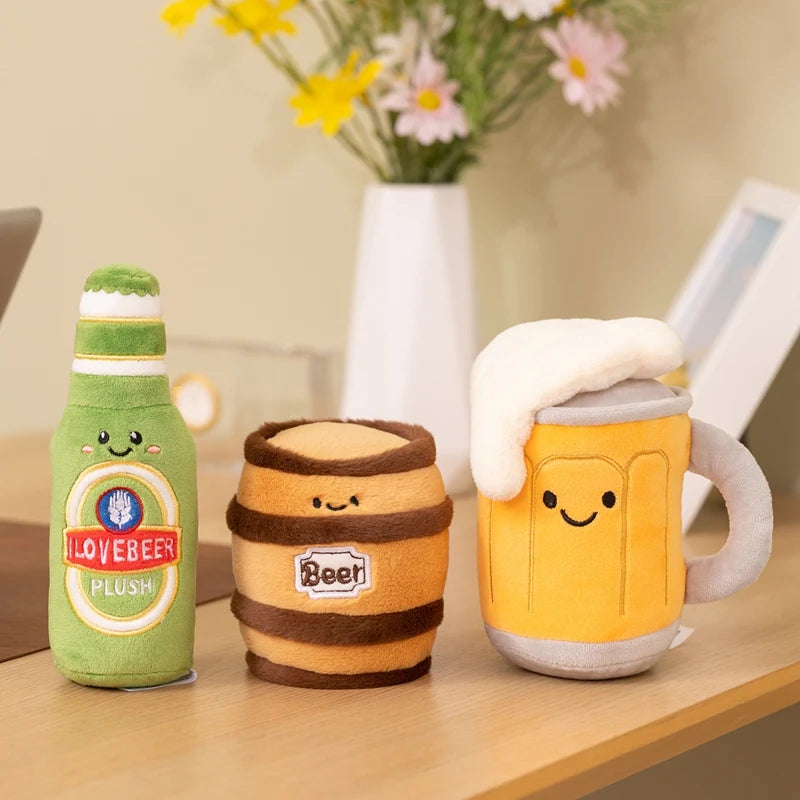 Kawaii Humanoid Drink Plush Toys | Beer Bottle, Can, Barrel & Glass Stuffed Set