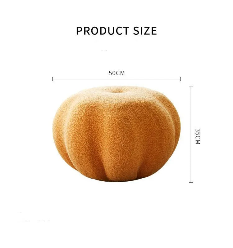 Pumpkin-Shaped Low Stool – INS Style Velvet Sofa Stool