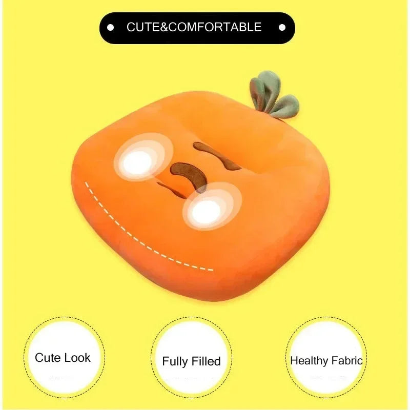 Cartoon Food-Shaped Car Seat Cushion – Plush Back Support Pillow