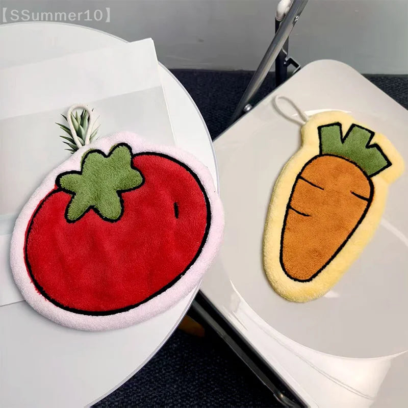 Vegetables Design Hand Towel | Cute Food-Print Absorbent Kitchen Towel