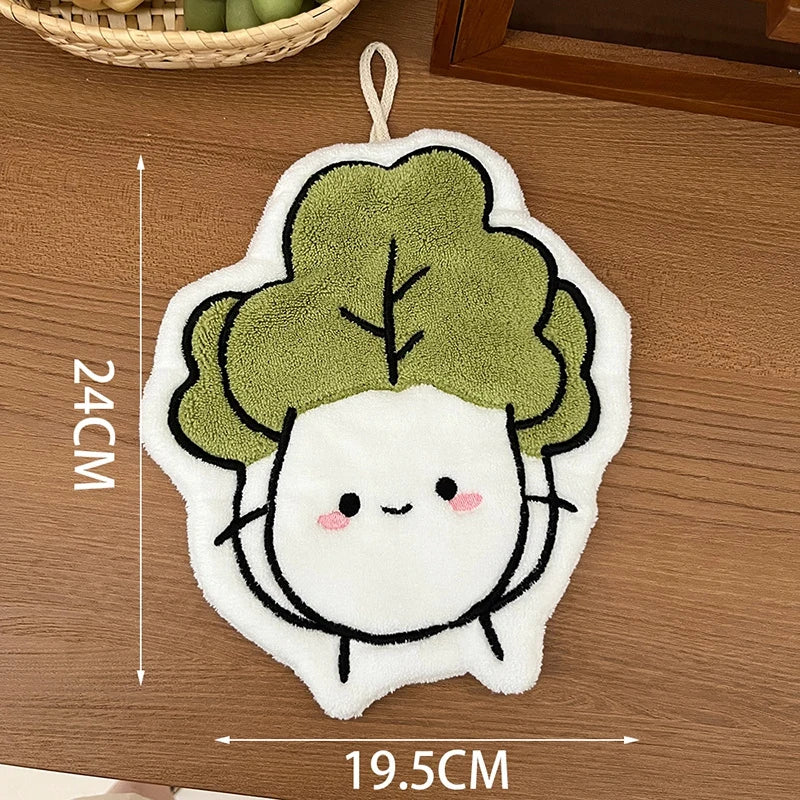 Kawaii Cartoon Absorbent Hand Towel | Cute Character Kitchen Towel