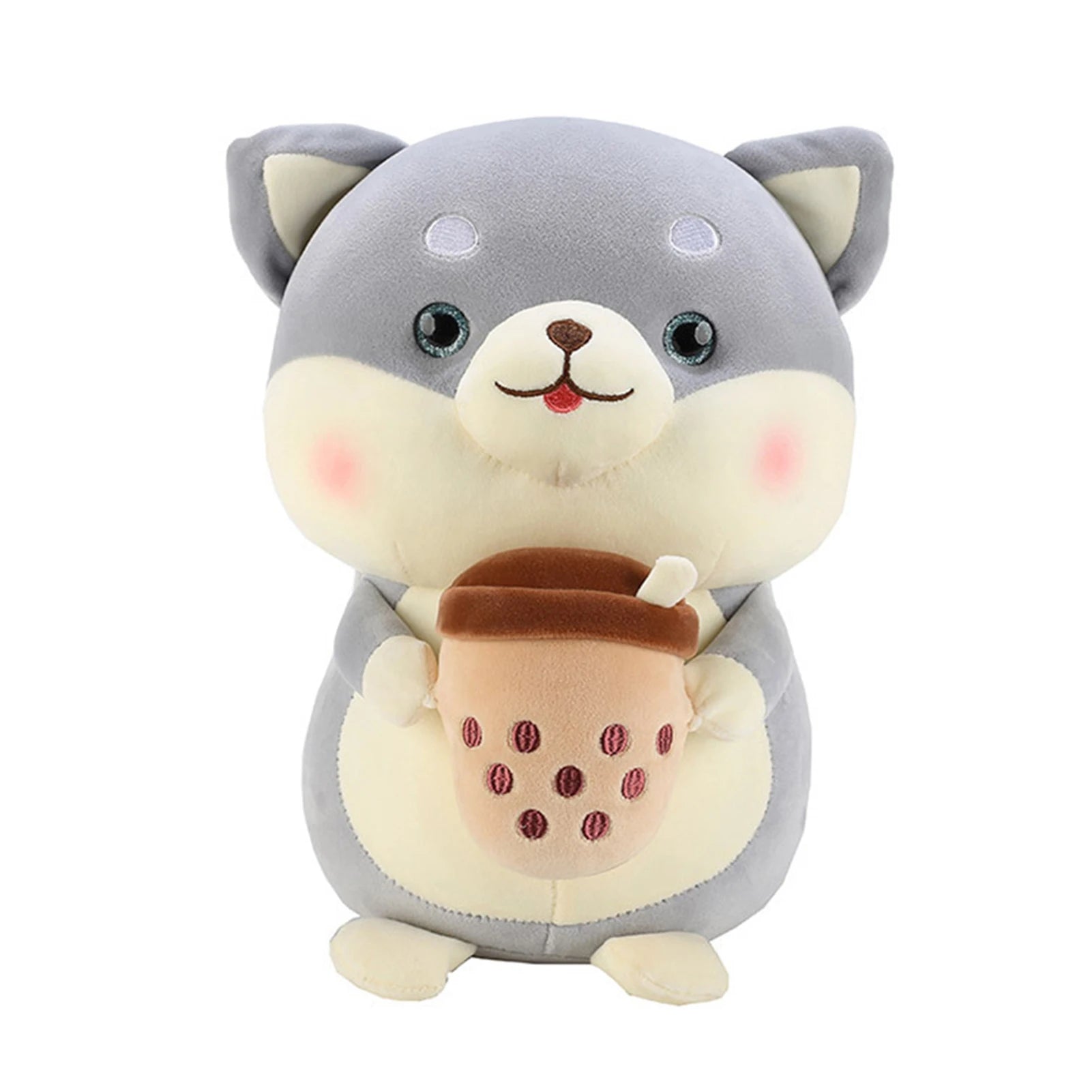 Plushie Shiba Inu bebiendo té de burbujas, 2 estilos, 8" | 20 centímetros