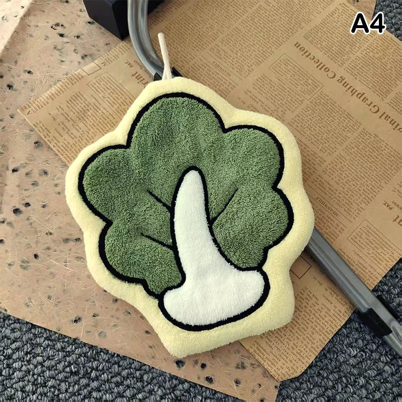Vegetables Design Hand Towel | Cute Food-Print Absorbent Kitchen Towel