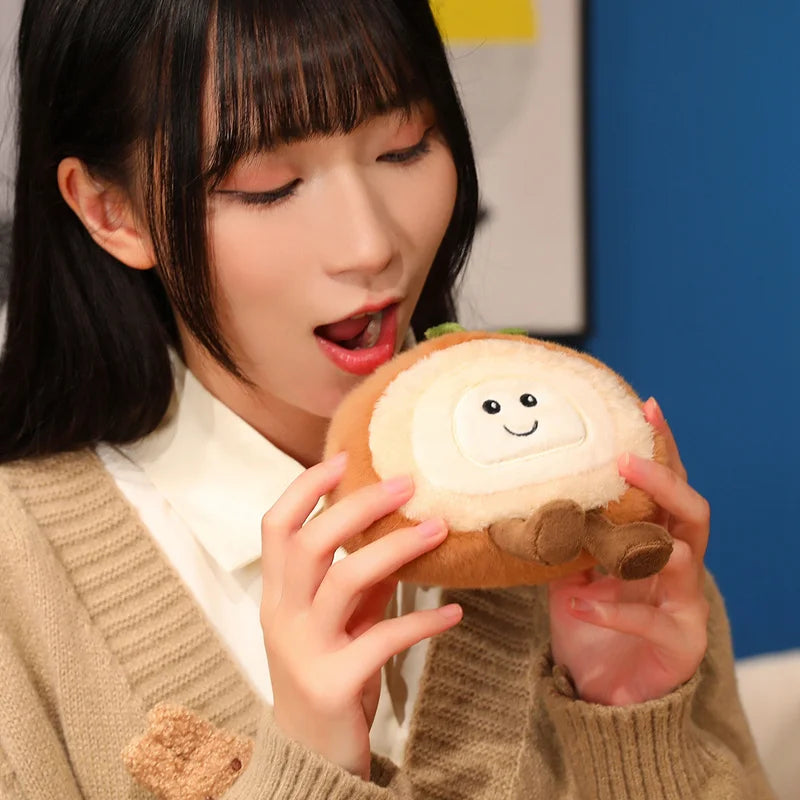 Kawaii Swiss Roll Plush Pillow | Stuffed Dessert Log Cake Toy, 4x6\" | 10x15 cm