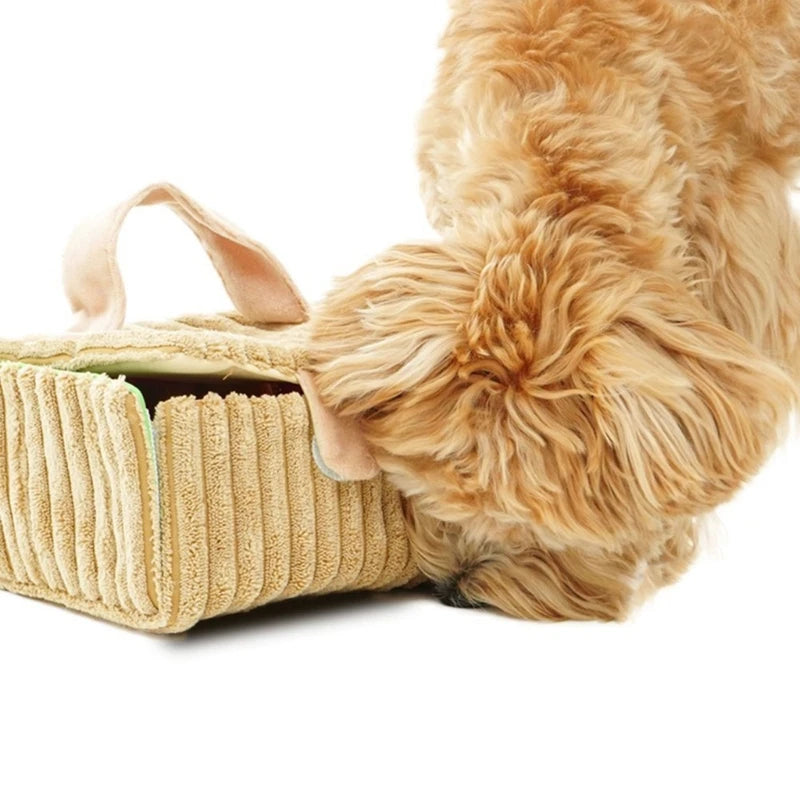 Juguete de olfateo para perros en forma de cesta de picnic de peluche, 7" | 17 centímetros