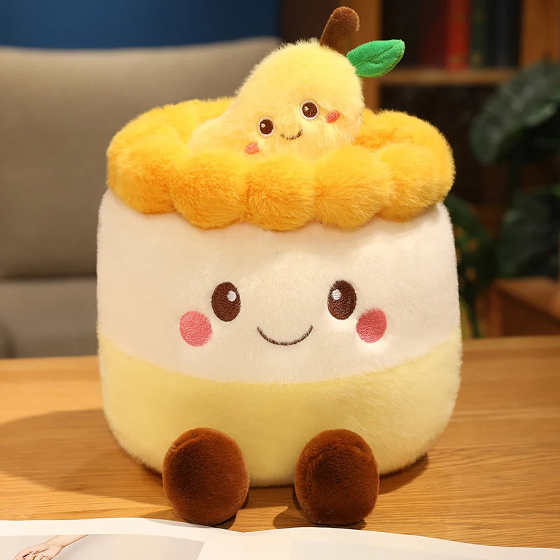 Kawaii Fruit Cake Plush Doll – Strawberry, Blueberry & Mango, 12" | 30 cm