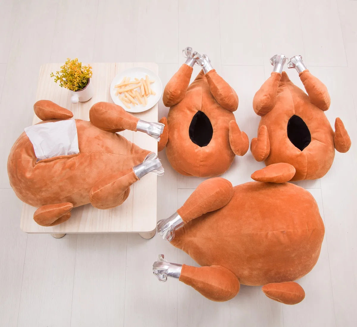 Dispensador de pañuelos de pavo asado de peluche