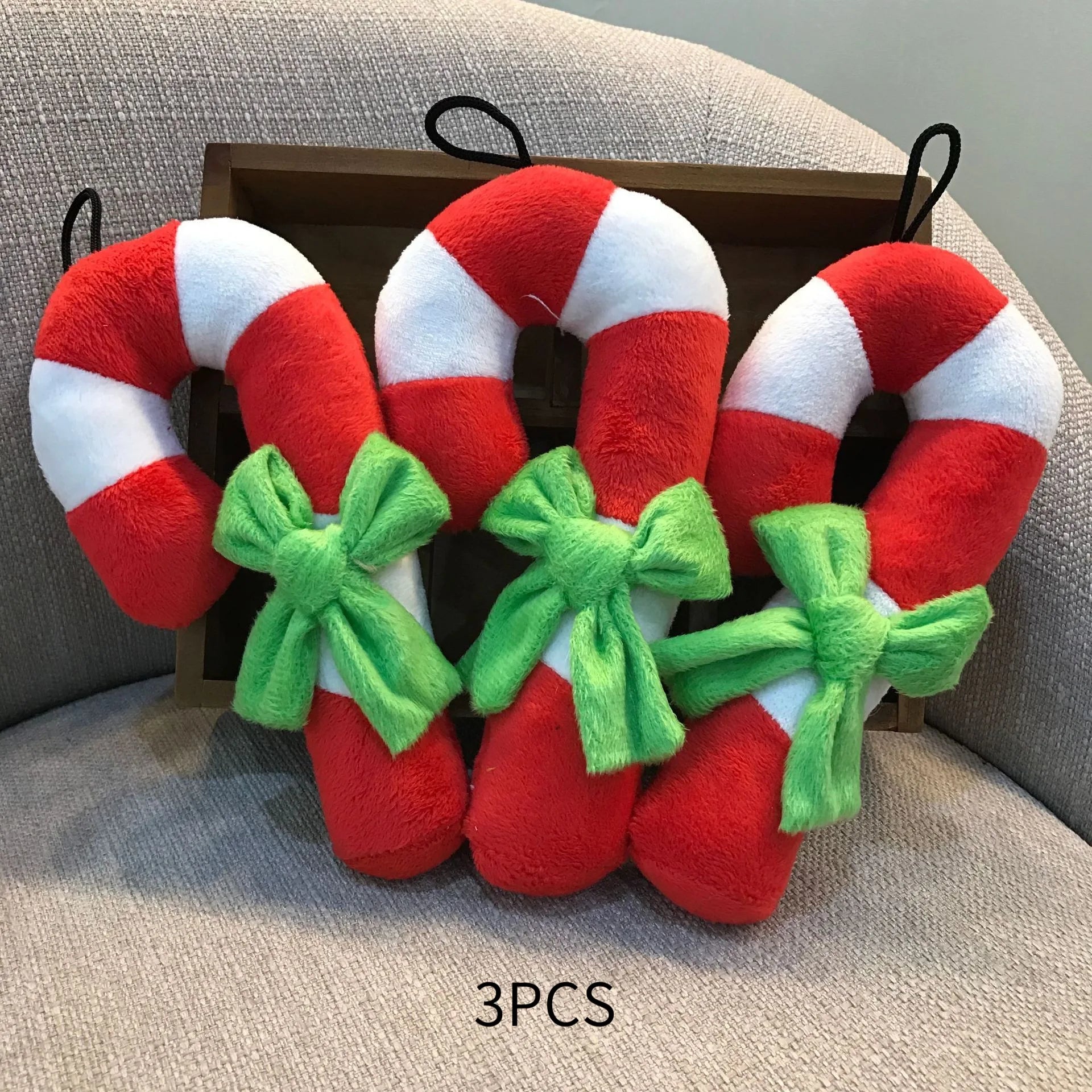 Plushie Candy Cane Hanging Decoration, 7" | 17 cm