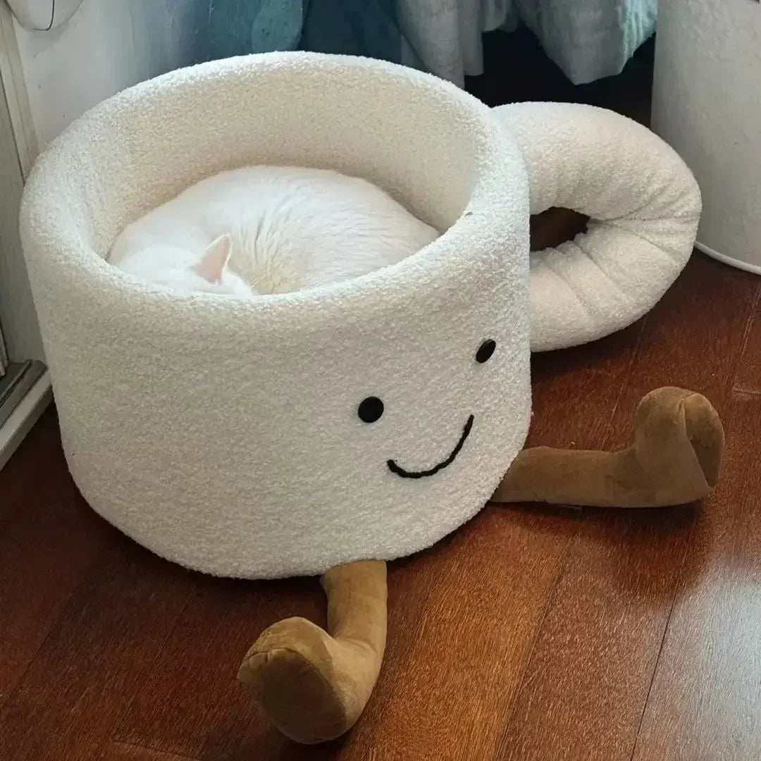 Coffee Cup Cat Bed | Cozy Pet Bed for Cats & Small Dogs