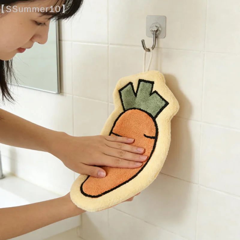 Vegetables Design Hand Towel | Cute Food-Print Absorbent Kitchen Towel