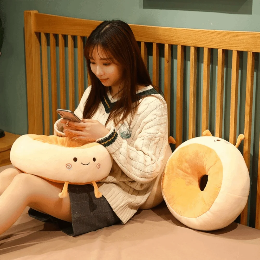 Cojín de Bagel Kawaii, 15" | 38 centímetros