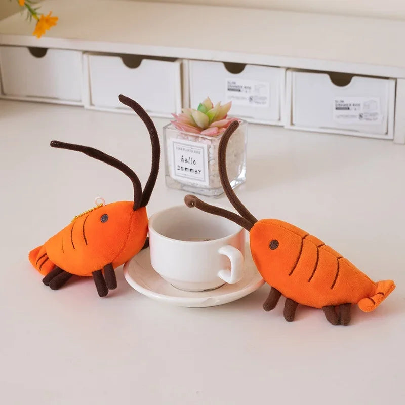Kawaii Prawn Plush Keychain | Cute Shrimp Bag Charm, 10cm