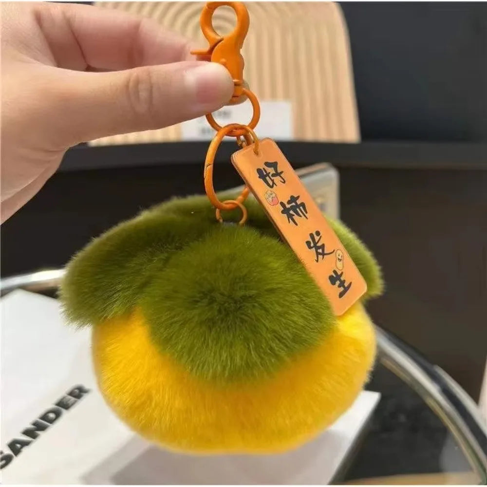 Persimmon Keychain Plush | Cute Mini Fruit Charm Toy