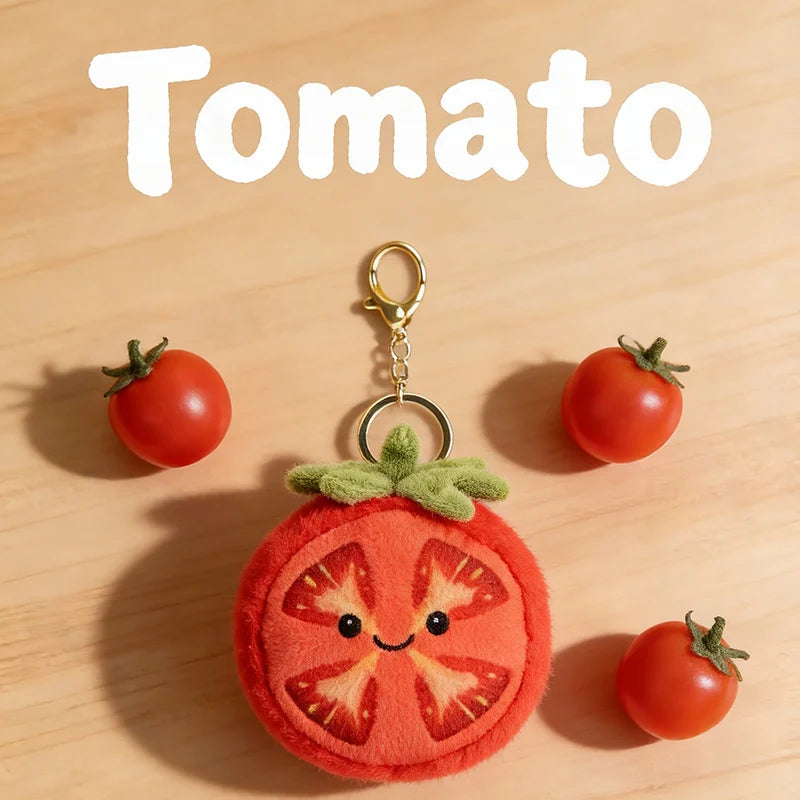 Kawaii Tomato Plush Pendant, 10 cm