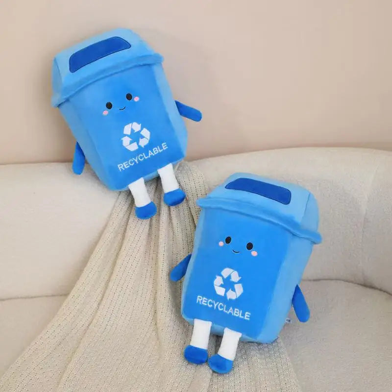 Plushie Recycle Bin – Cute Cartoon Trash Can Plush Toy Pillow, 12" | 30 cm