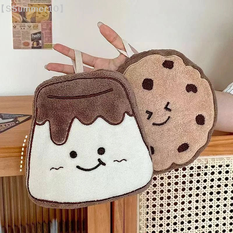 Cartoon Cookies Hand Towel | Cute Food-Print Absorbent Kitchen Towel