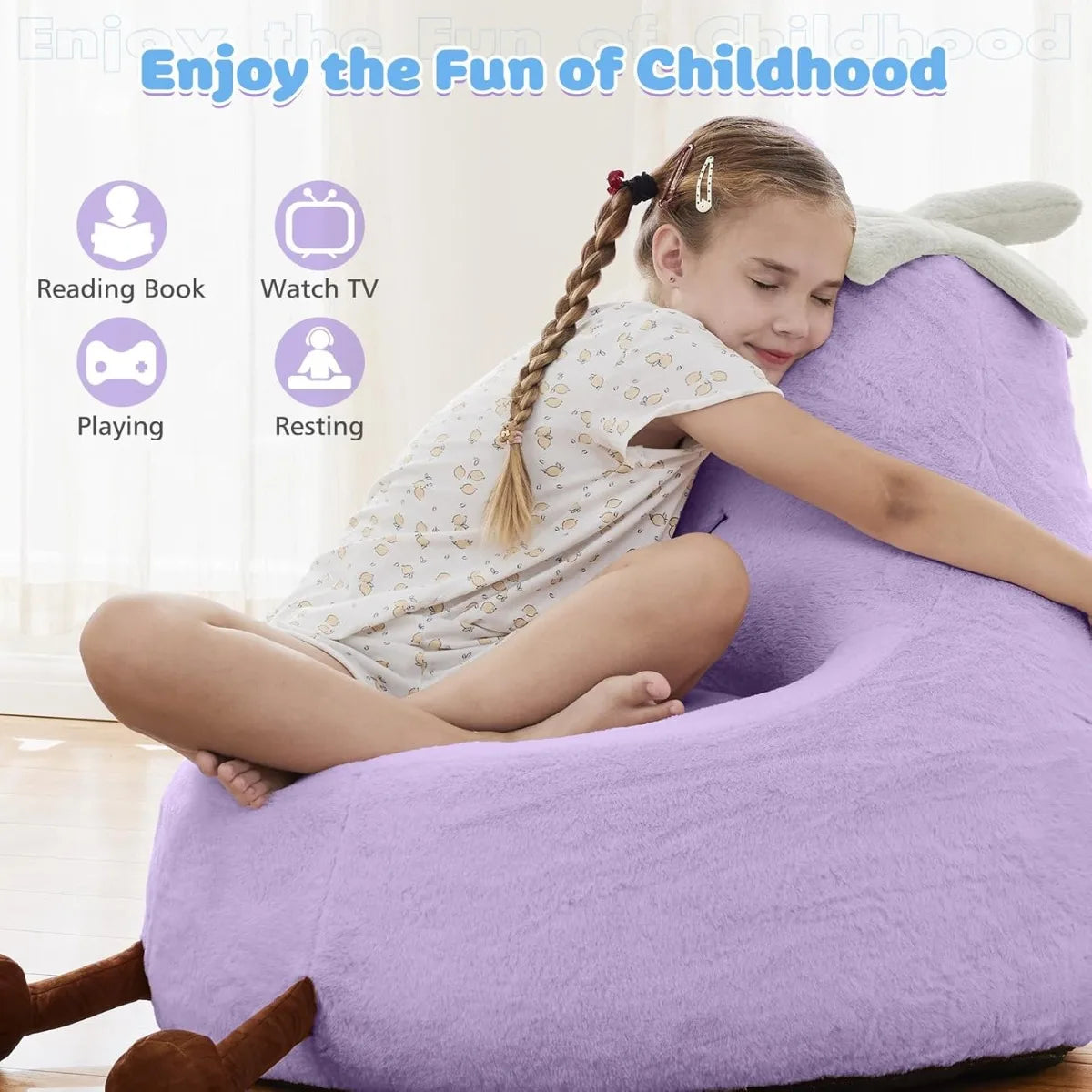 Veggie Bean Bag Chair | Kids' Plush Stuffed Sofa Seat, 31-inch