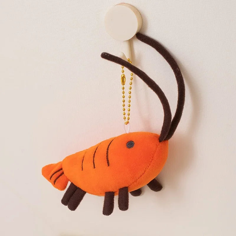 Kawaii Prawn Plush Keychain | Cute Shrimp Bag Charm, 10cm