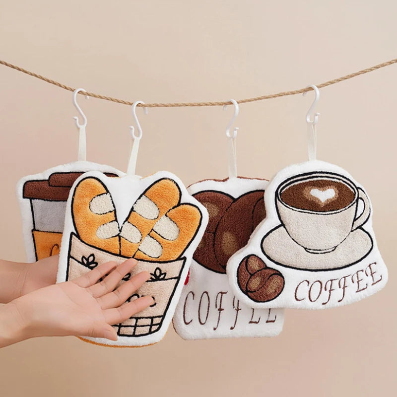Cartoon Animal Hanging Hand Towel | Soft Absorbent Bathroom & Kitchen Cloth