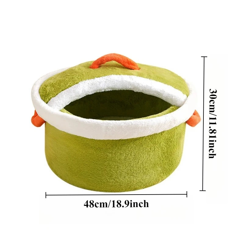 Cooking Pot Pet Bed 🍲 | Cozy Plush Bed for Cats and Small Dogs - Four Colors