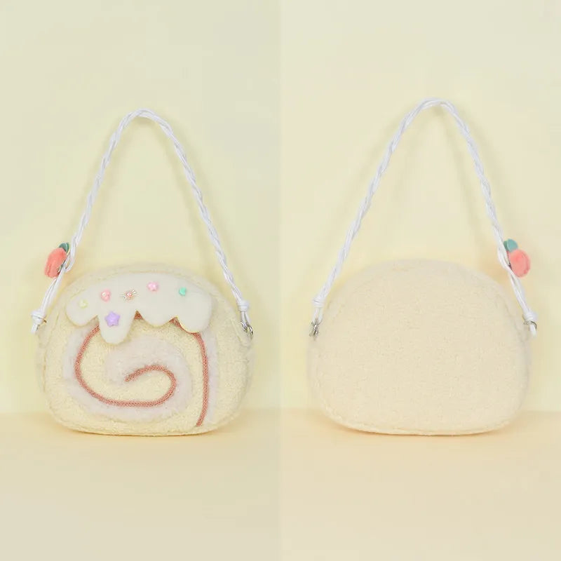 Cake Roll Plushie Shoulder Bag, 11"x9" | 28x23 cm