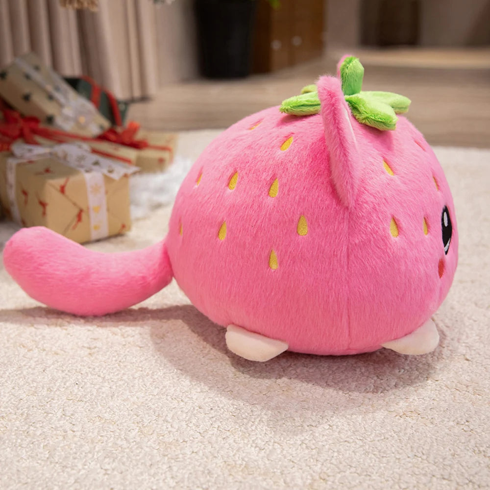 Strawberry Cat Plushie – Kawaii Kitty in a Strawberry Costume, 4-8" | 10-20 cm