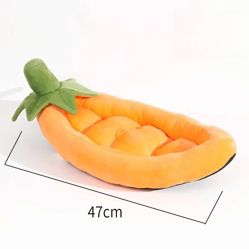 Vegetable-Shaped Pet Dog Bed | Kawaii Food-Themed Plush Sleeping Mat