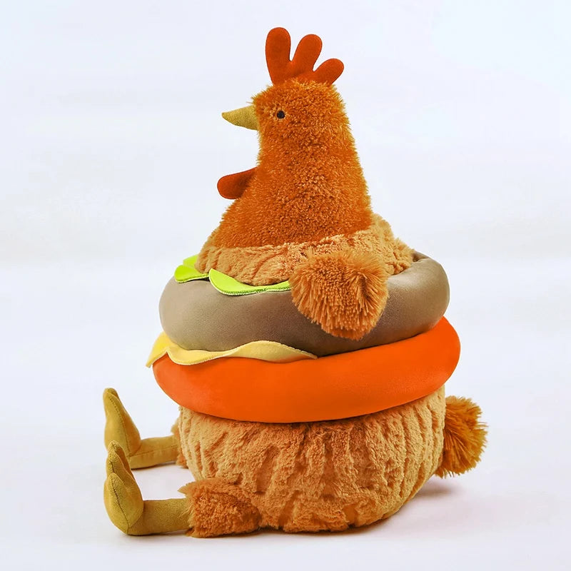 Reversible Hamburger to Chicken Plush Pillow | 2-in-1 Stuffed Toy, 23–45 cm