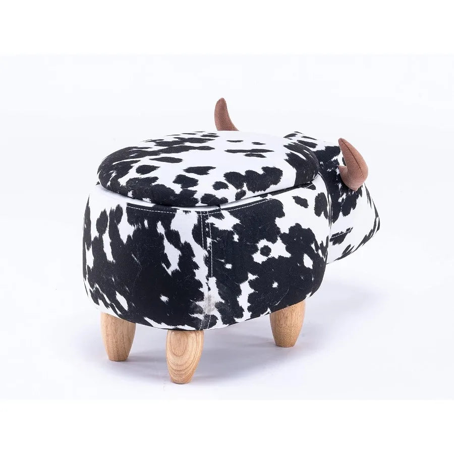 Ottomán de vaca con tela de terciopelo en dos colores