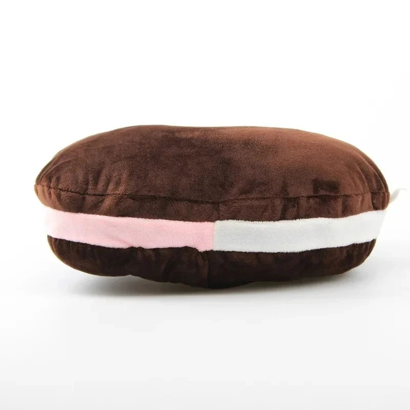 Cojín de asiento de peluche de sándwich de helado de gato, 9" | 25 centímetros