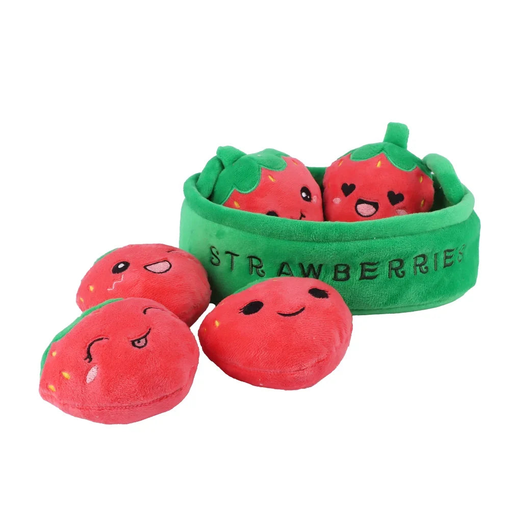 Kawaii Strawberry Basket Plushie, 8" | 20 cm