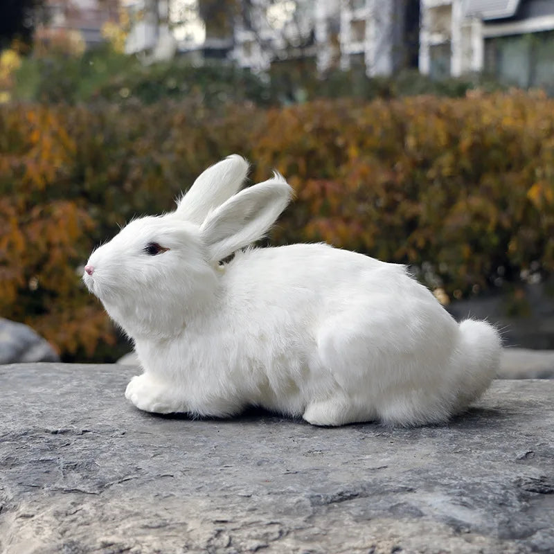 Lifelike Faux Fur Rabbit Toy – Realistic Stuffed Rabbit Figurine