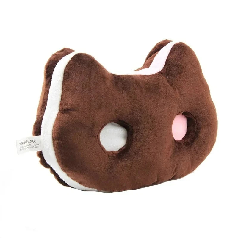 Cojín de asiento de peluche de sándwich de helado de gato, 9" | 25 centímetros