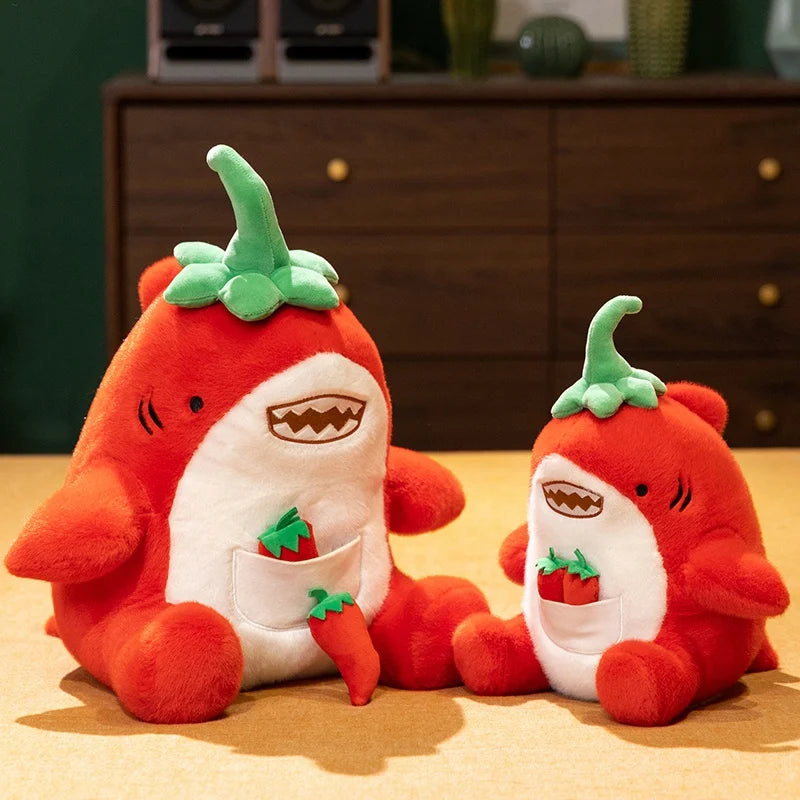 Chili Pepper Shark Plush Toy | Spicy Stuffed Aquatic Toy, 30cm