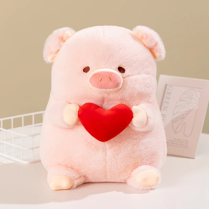 Peluche de Cerdo Sosteniendo un Corazón de San Valentín, 8-16" | 20-40 centímetros