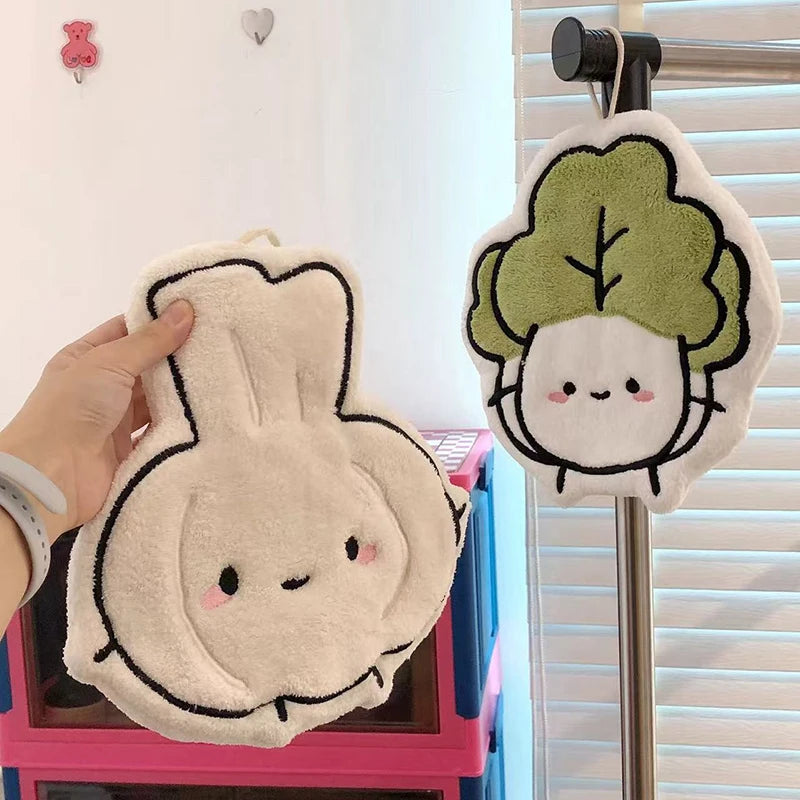 Kawaii Cartoon Absorbent Hand Towel | Cute Character Kitchen Towel