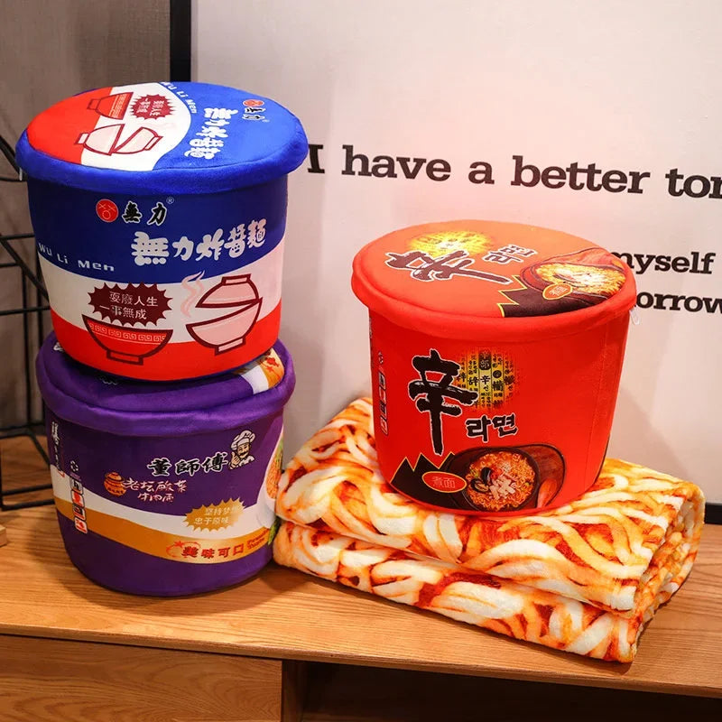 Plushie Instant Noodle Cup with Blanket – Ramen Bowl Pillow Gift