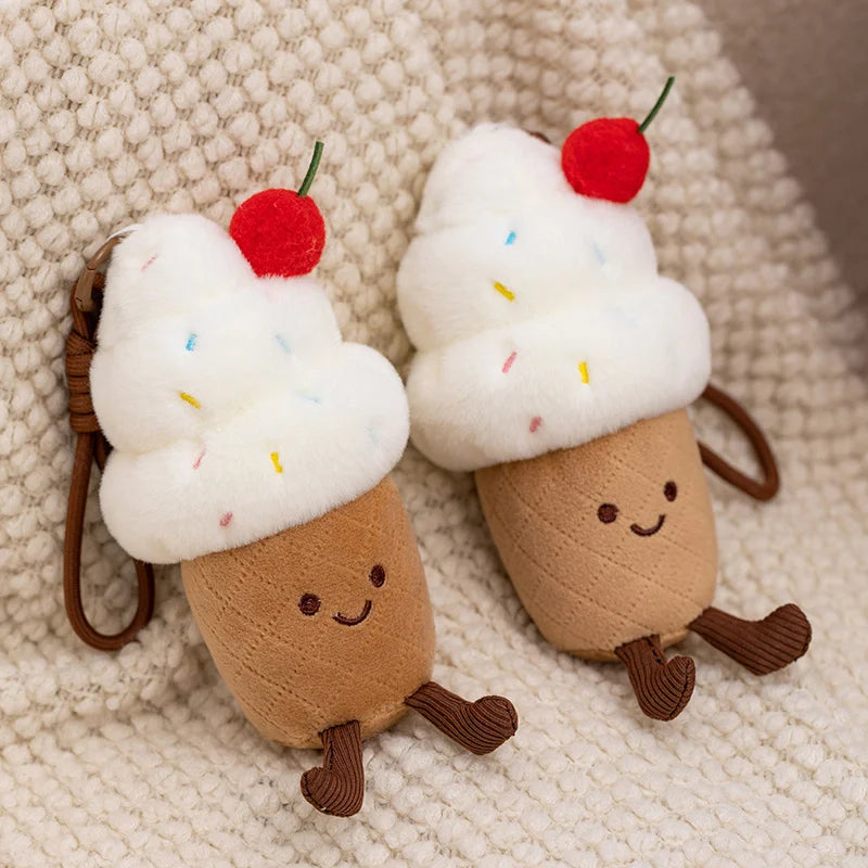 Kawaii Cherry Ice Cream Plush Toy | Soft Stuffed Ice Cream Cone, 6\" or 24\" | 15-60 cm