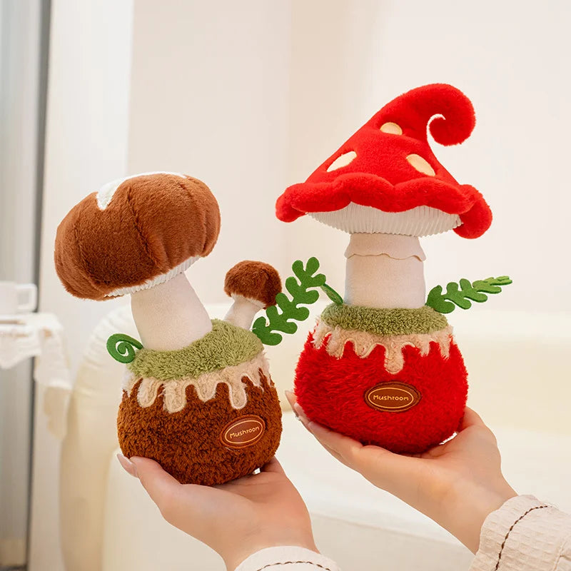 Red & Rose Mushroom Plush Doll | Kawaii Stuffed Mushroom Toy, 8\" | 20 cm