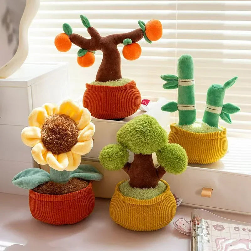 Kawaii Plush Potted Plants – Sunflower, Bamboo, Persimmon & More, 8" | 20 cm